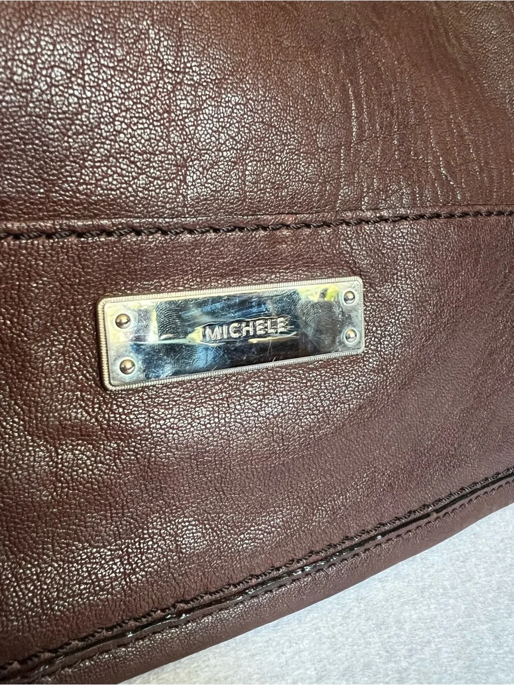 Michele Vintage Brown Leather Messenger Bag in Mint Condition